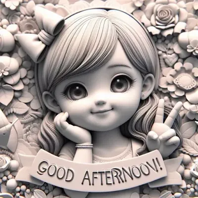 Sevimli bir kız çocuğu good afternoon diyerek selam veriyor.